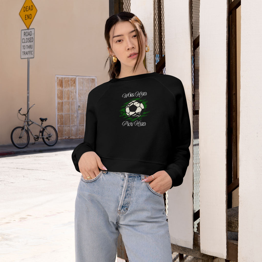 Soccer Work Hard Pray Hard - Cropped Sweatshirt