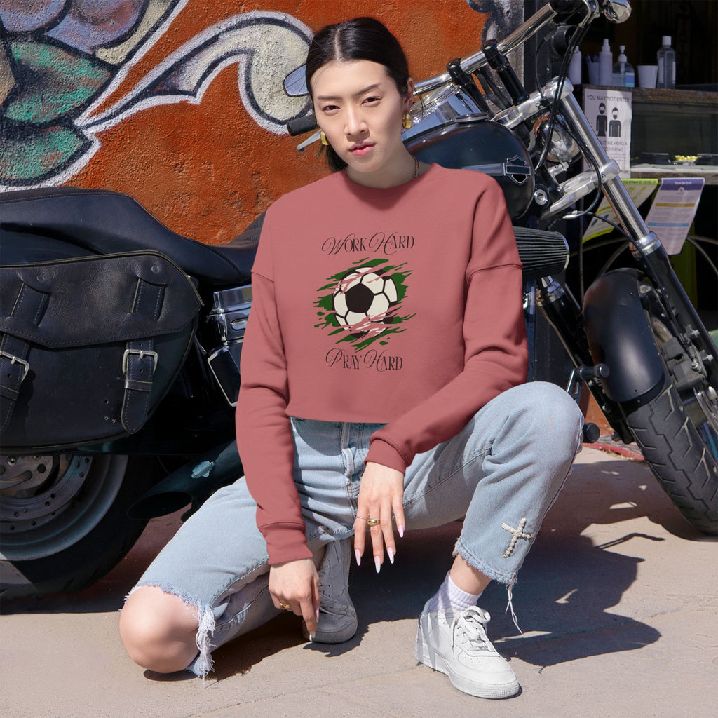 Soccer Work Hard Pray Hard - Cropped Sweatshirt