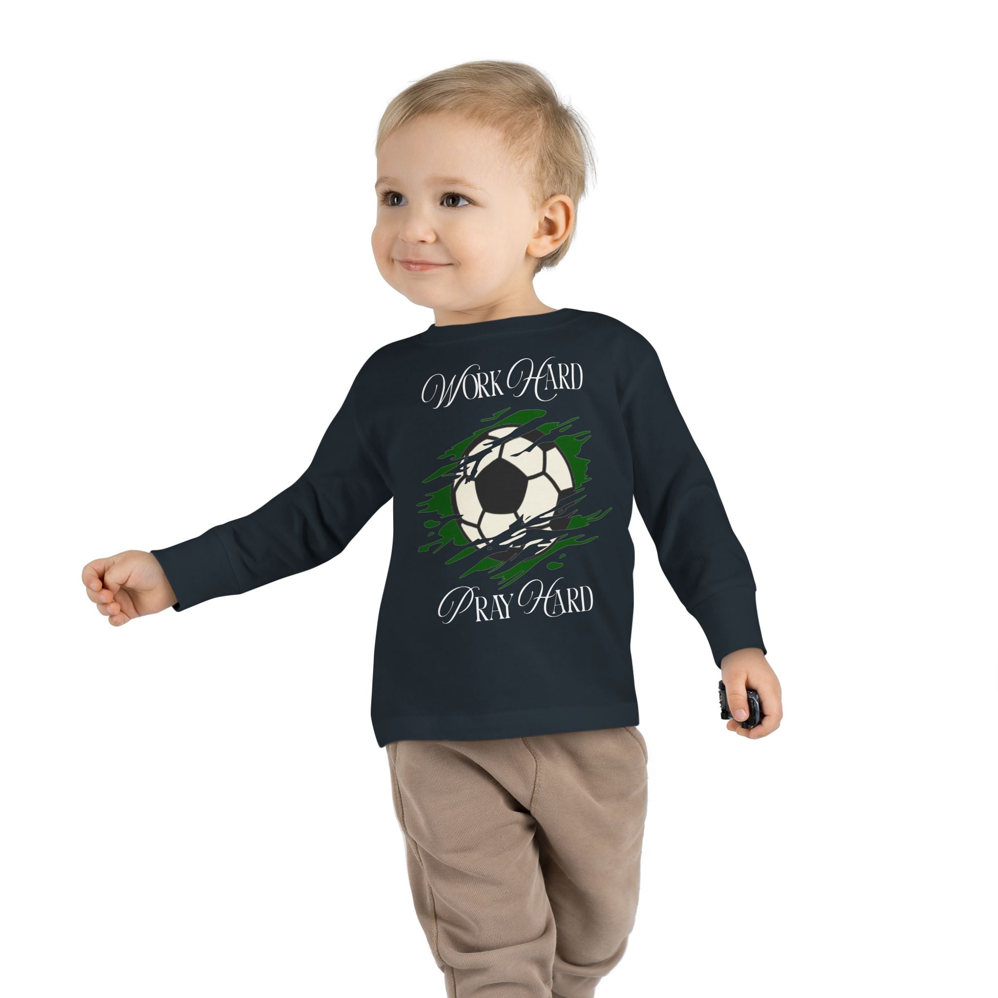 Soccer Work Hard Pray Hard - Toddler Long Sleeve