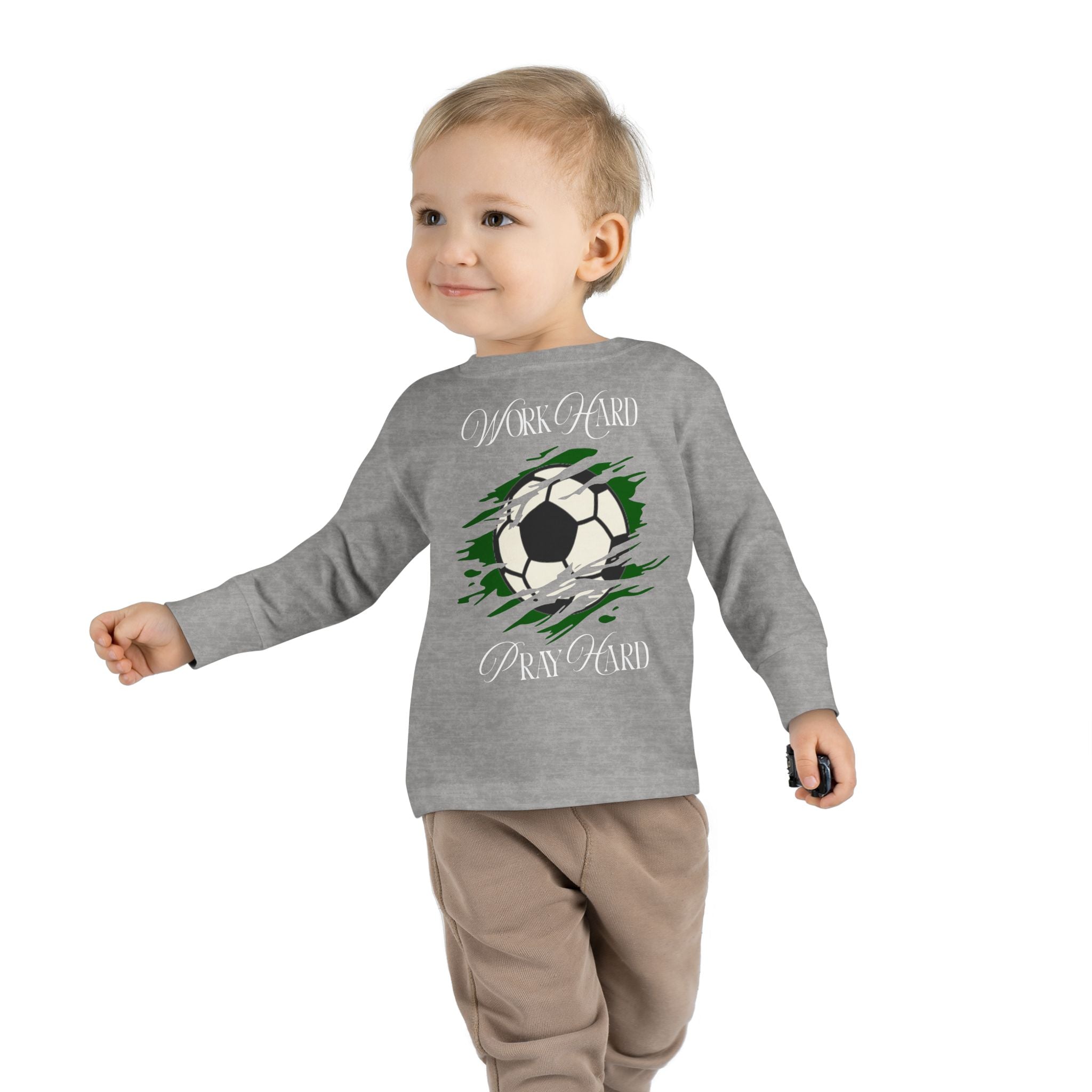 Soccer Work Hard Pray Hard - Toddler Long Sleeve