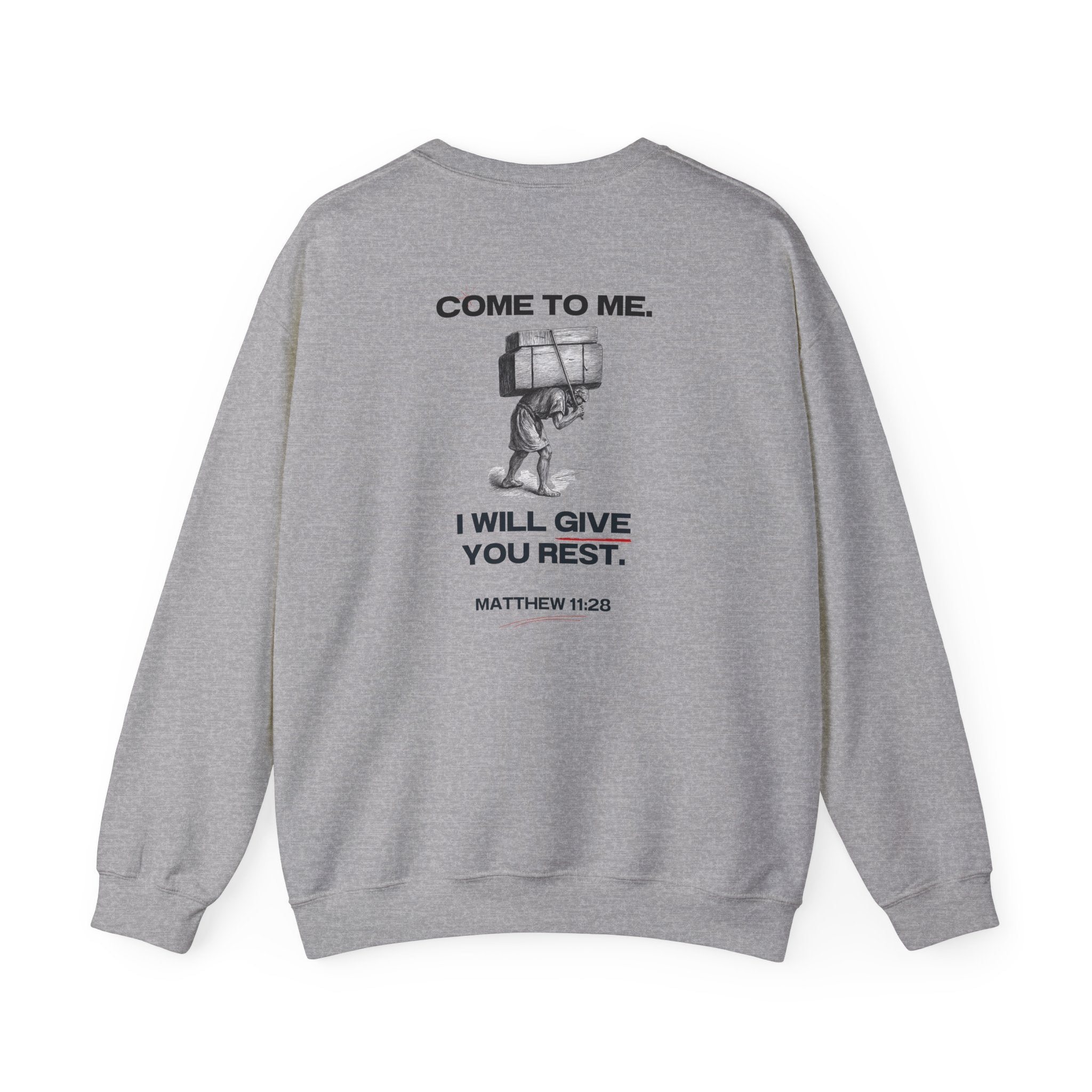 Matthew 11:28 - Christian Crewneck Sweatshirt
