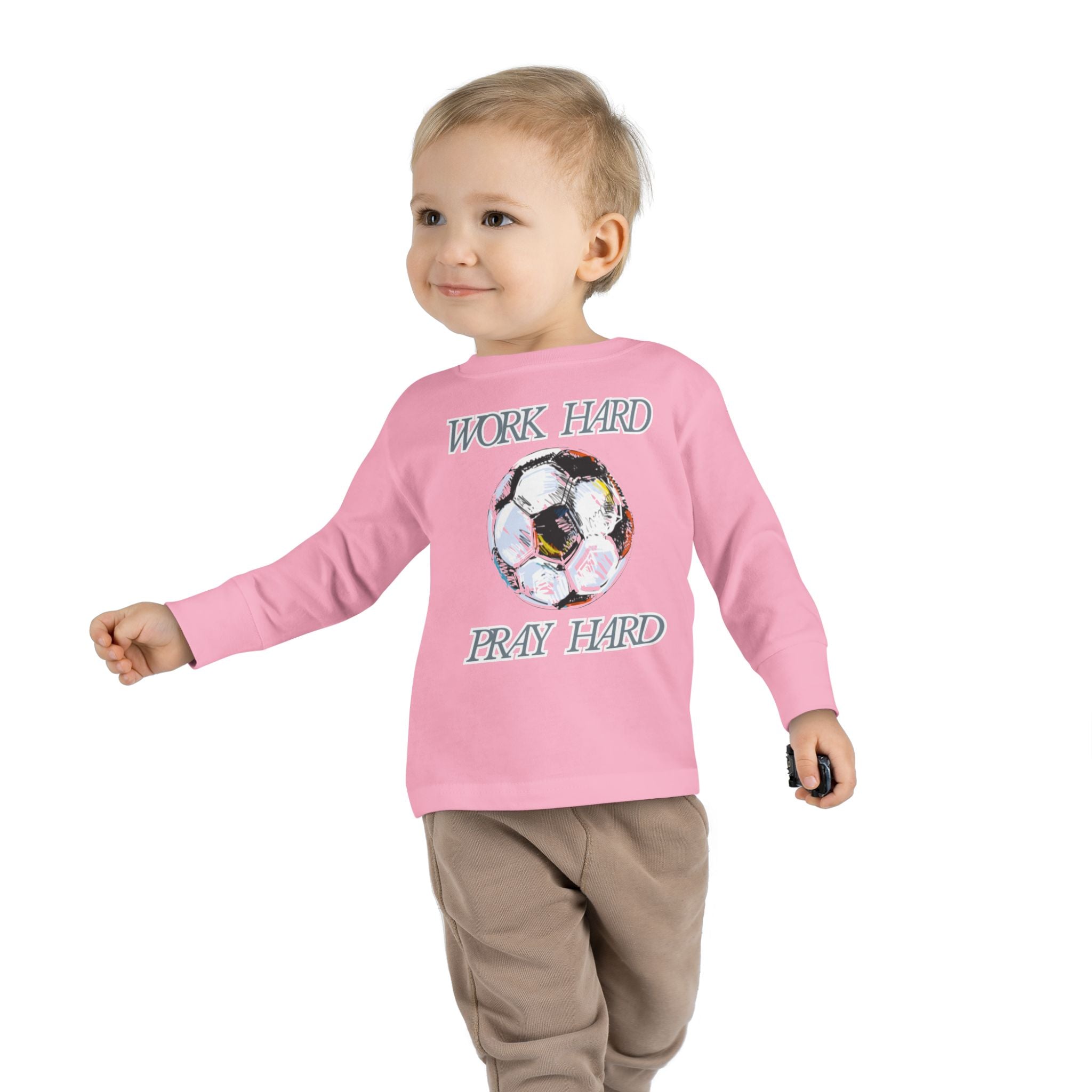 Soccer Work Hard Pray Hard - Toddler Long Sleeve