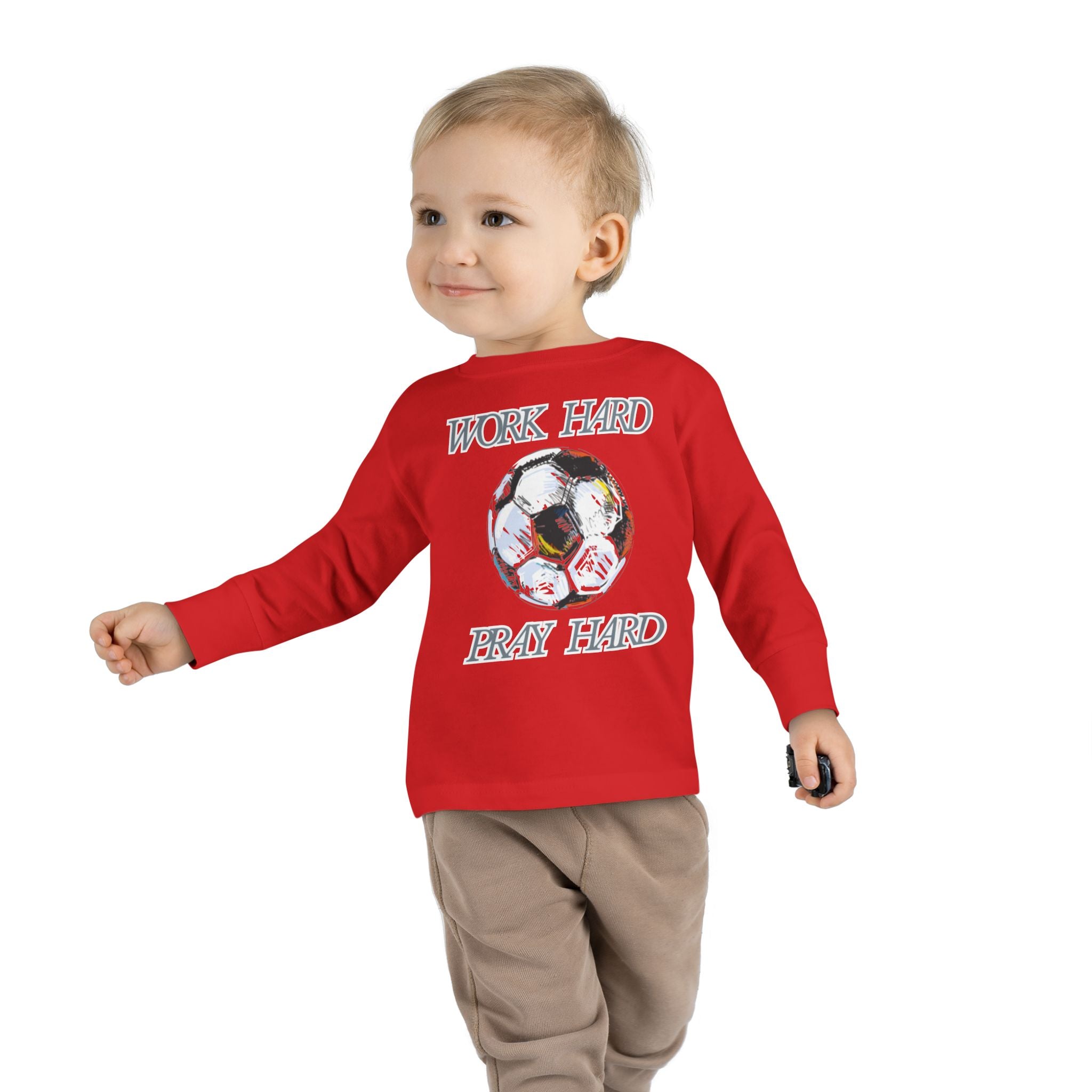 Soccer Work Hard Pray Hard - Toddler Long Sleeve